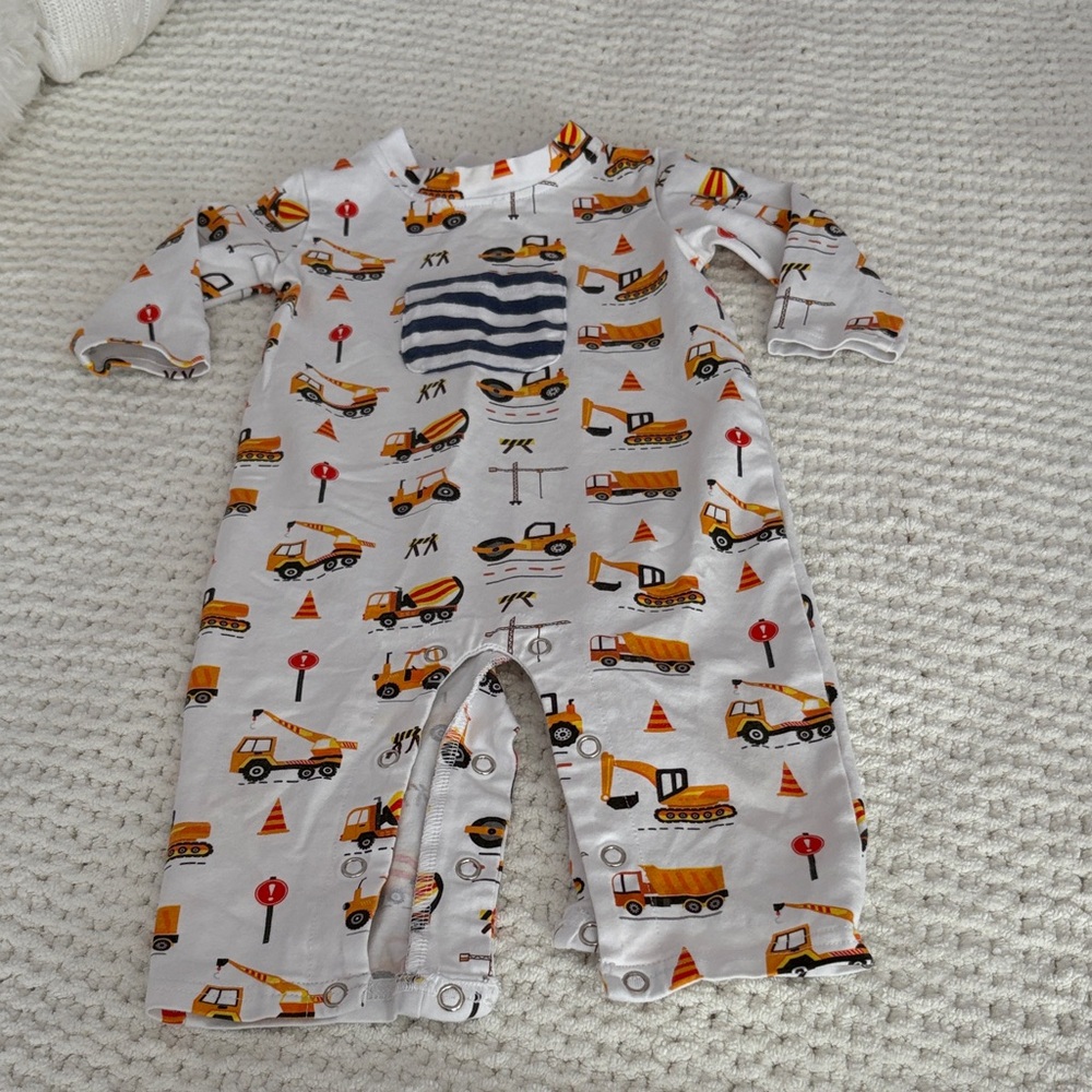 Baby stitchy fish Construction Vehicle Print one piece